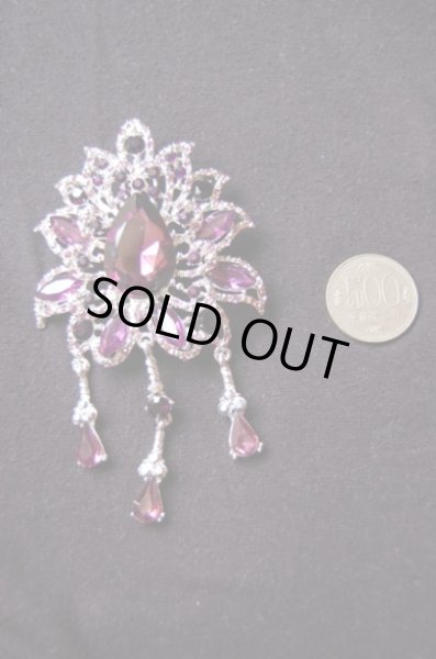 画像2: クリスタルラインストーンブローチ (2)