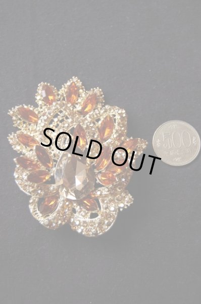 画像2: クリスタルラインストーンブローチ (2)