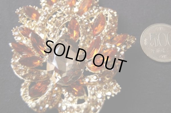 画像3: クリスタルラインストーンブローチ (3)