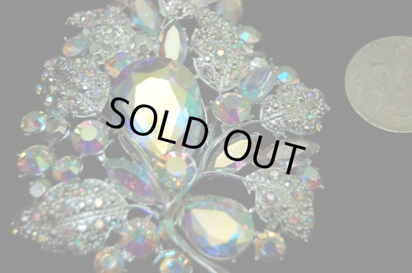 画像3: クリスタルラインストーンブローチ (3)