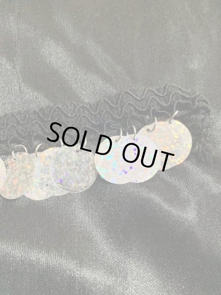 画像2: 郵送OK！プラスチックコインスパンコール　装飾テープ(ブラック×シルバー）50cm (2)