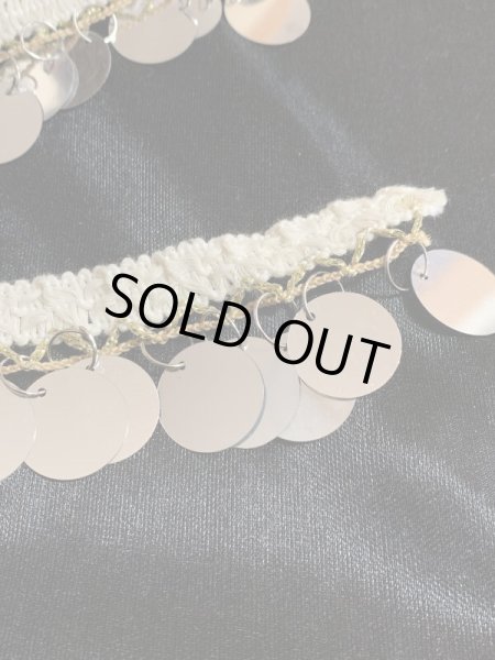 画像2: 郵送OK！プラスチックコインスパンコール　装飾テープ(オフホワイト×シルバー）50cm (2)