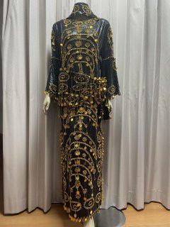 【ベリーダンス用衣装】ゴールド ブラック サイーディドレス ワンピース ドレス ベリーダンスグッズ専門店Hanine（ハニーン）ベリーダンスグッズ