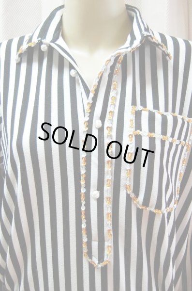 画像2: Fifi Abdoスタイル　ストライプバラディドレス(襟シャツタイプ）135ｃｍ丈 (2)