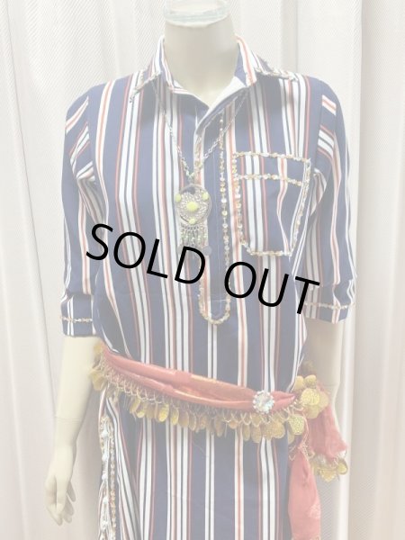 画像8: Fifi Abdoスタイル　ストライプバラディドレス(襟シャツタイプ）135ｃｍ丈 (8)