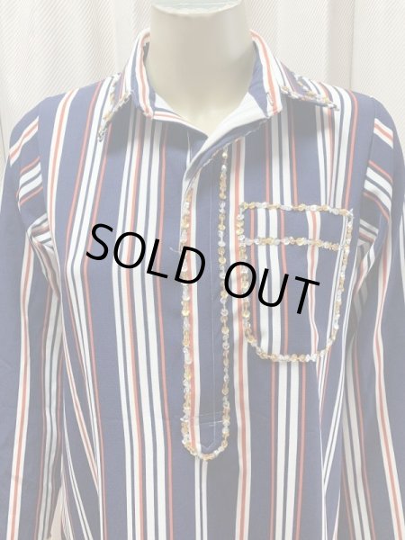 画像2: Fifi Abdoスタイル　ストライプバラディドレス(襟シャツタイプ）135ｃｍ丈 (2)