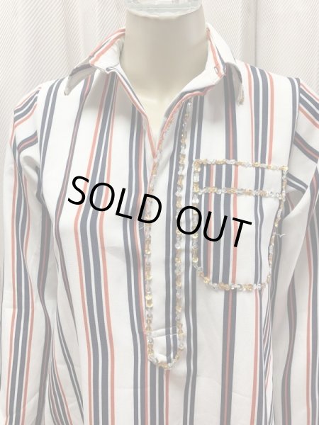 画像2: Fifi Abdoスタイル　ストライプバラディドレス(襟シャツタイプ）135ｃｍ丈 (2)