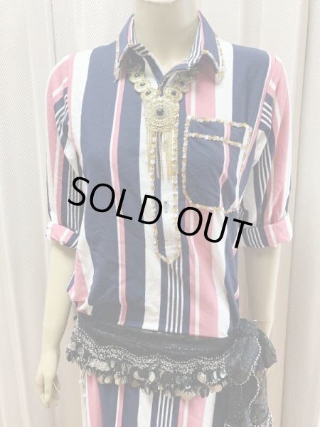 画像7: Fifi Abdoスタイル　ストレッチバラディガラベーヤ(襟シャツタイプ）135ｃｍ丈 (7)