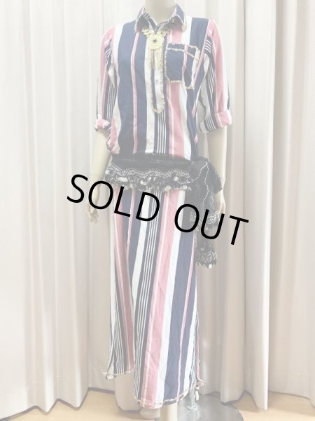 画像8: Fifi Abdoスタイル　ストレッチバラディガラベーヤ(襟シャツタイプ）135ｃｍ丈 (8)