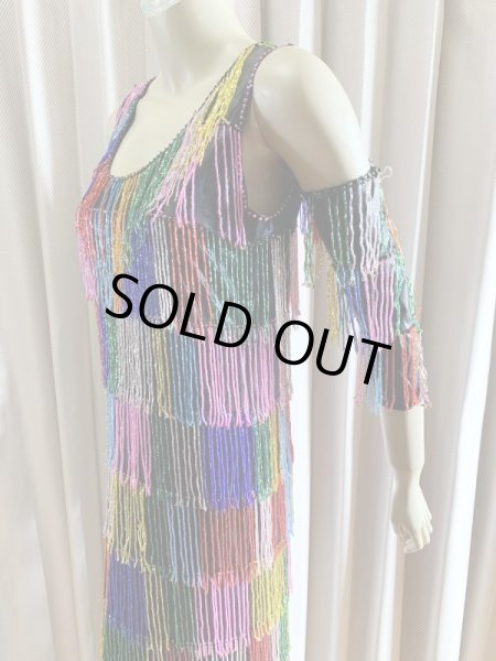 画像3: ビーズフリンジバラディ・アワーリムドレス (3)