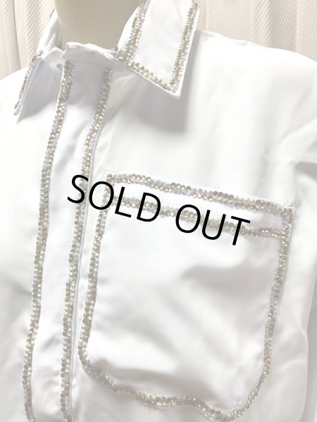 画像4: Hanine特注　白バラディラインストーン付きガラベーヤ(145cm丈・身幅55cm) (4)