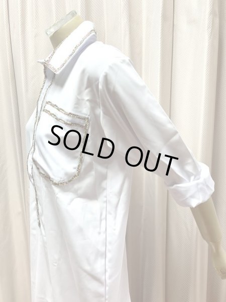 画像5: Hanine特注　白バラディラインストーン付きガラベーヤ(145cm丈・身幅55cm) (5)