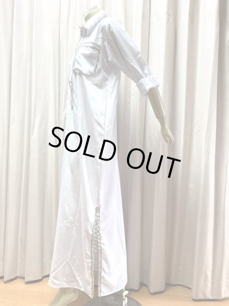 画像6: Hanine特注　白バラディラインストーン付きガラベーヤ(145cm丈・身幅55cm) (6)