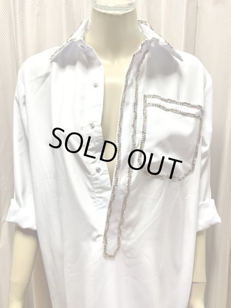 画像9: Hanine特注　白バラディラインストーン付きガラベーヤ(145cm丈・身幅55cm) (9)