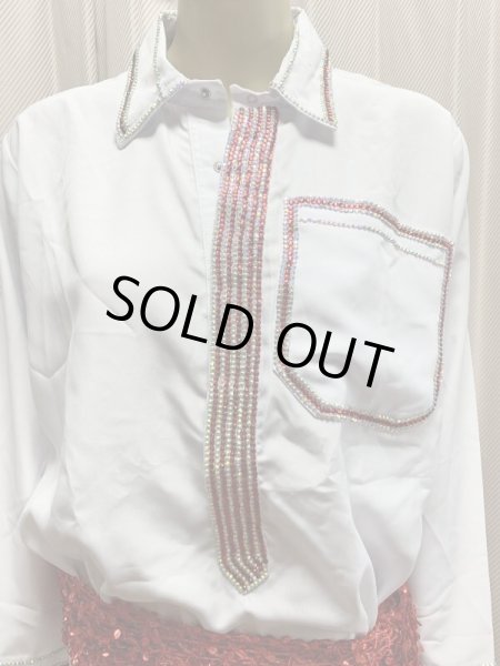 画像3: 白バラディラインストーン付きガラベーヤ(145cm丈・身幅55cm) (3)