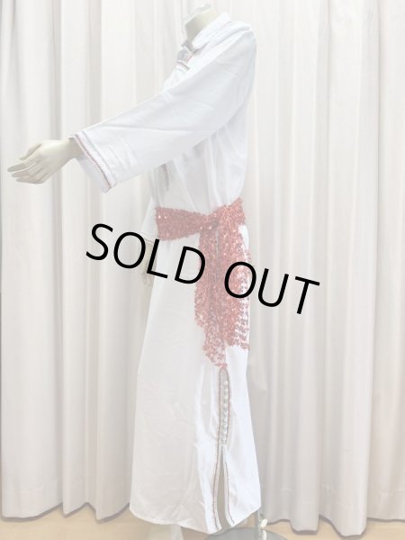 画像5: 白バラディラインストーン付きガラベーヤ(145cm丈・身幅55cm) (5)