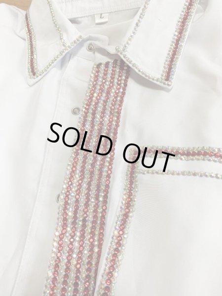 画像8: 白バラディラインストーン付きガラベーヤ(145cm丈・身幅55cm) (8)