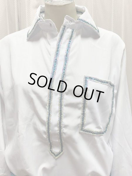 画像5: 白バラディラインストーン付きガラベーヤ(140cm丈・身幅55cm) (5)