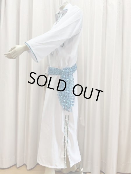 画像3: 白バラディラインストーン付きガラベーヤ(140cm丈・身幅55cm) (3)